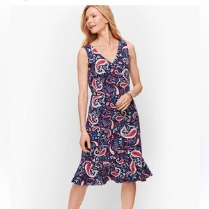 Talbots Navy and Pink Paisley Dress